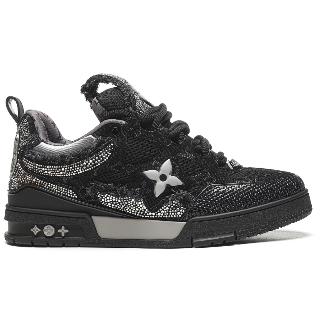 TBkicksLou1s Vu1tton Skate Trainer Black Swarovski Monogran
