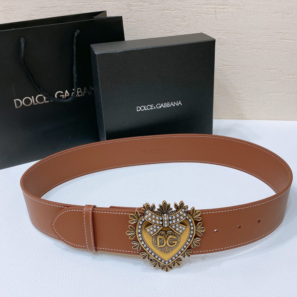 TBkicks Dolce & Gabbana Devotion Belt Orange & Gold 5.0 CM