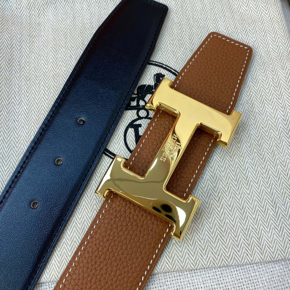 TBkicks Hermes Buckle & Reversible Constance Belt Orange/Black & Gold 3.8 CM