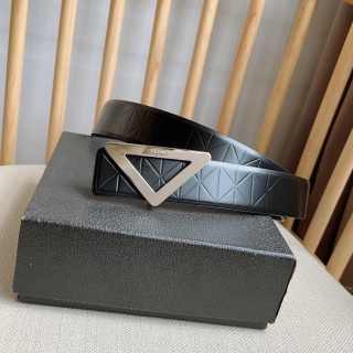 TBkicks Prada Embossed Leather Belt Black & Silver 3.5CM