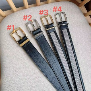 TBkicks Burberry Checkered Pattern Embossed Leather Belt 3.5CM 4 Colors