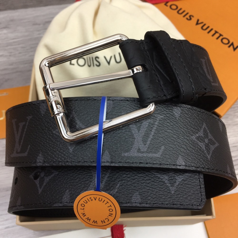 TBkicks LOU1S VU1TTON Citizen Reversible Belt Black/Grey & Silver 4.0CM