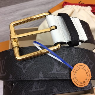 TBkicks LOU1S VU1TTON Citizen Reversible Belt White/Grey & Gold 4.0CM
