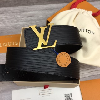 TBkicks LOU1S VU1TTON Dimension Reversible Belt Black & Gold 4.0CM