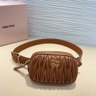 TBkicks MiuMiu Leather Designer Bag Belt Brown 3.0 CM