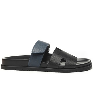 TBkicks Hermes Chypre Sandal Leather Black Blue