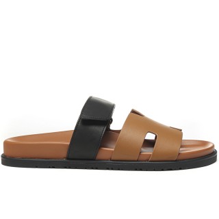 TBkicks Hermes Chypre Sandal Calfskin Leather Brown Black