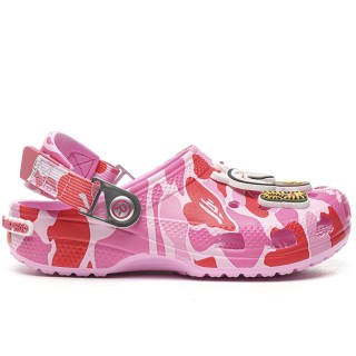 TBkicks Crocs Classic Clog A Bathing Ape ABC Camo Pink