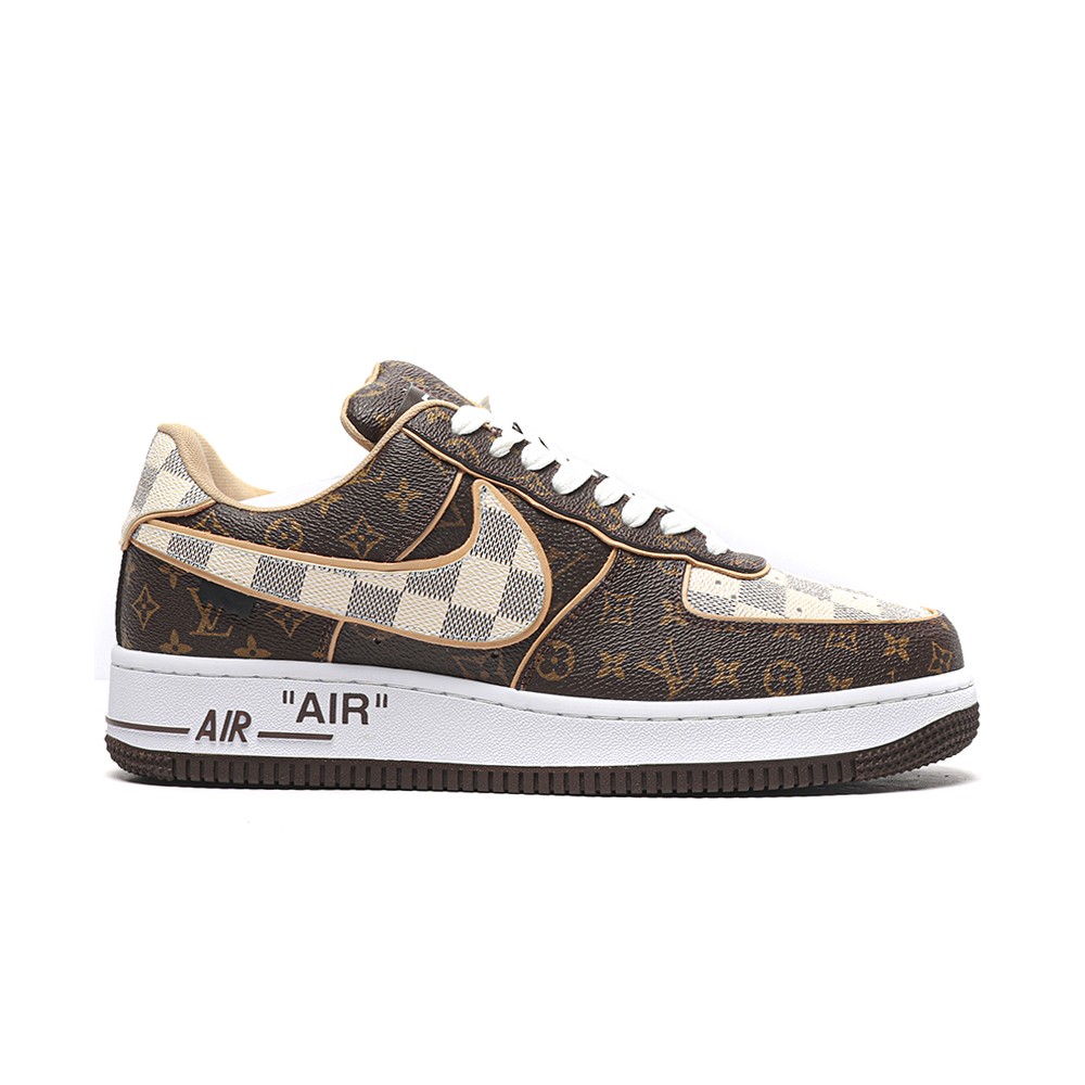 TBkicksLou1s Vu1tton Nike Air Force 1 Low Monogram Brown Damier Azur