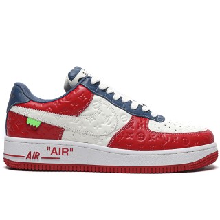 TBkicksLou1s Vu1tton Nike Air Force 1 Low By Virgil Abloh White Red Navy