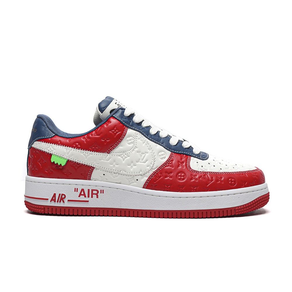 TBkicksLou1s Vu1tton Nike Air Force 1 Low By Virgil Abloh White Red Navy
