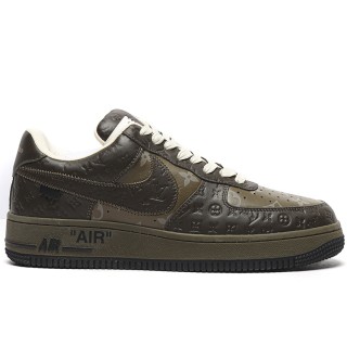 TBkicksLou1s Vu1tton Nike Air Force 1 Low By Virgil Abloh Olive Green Brown