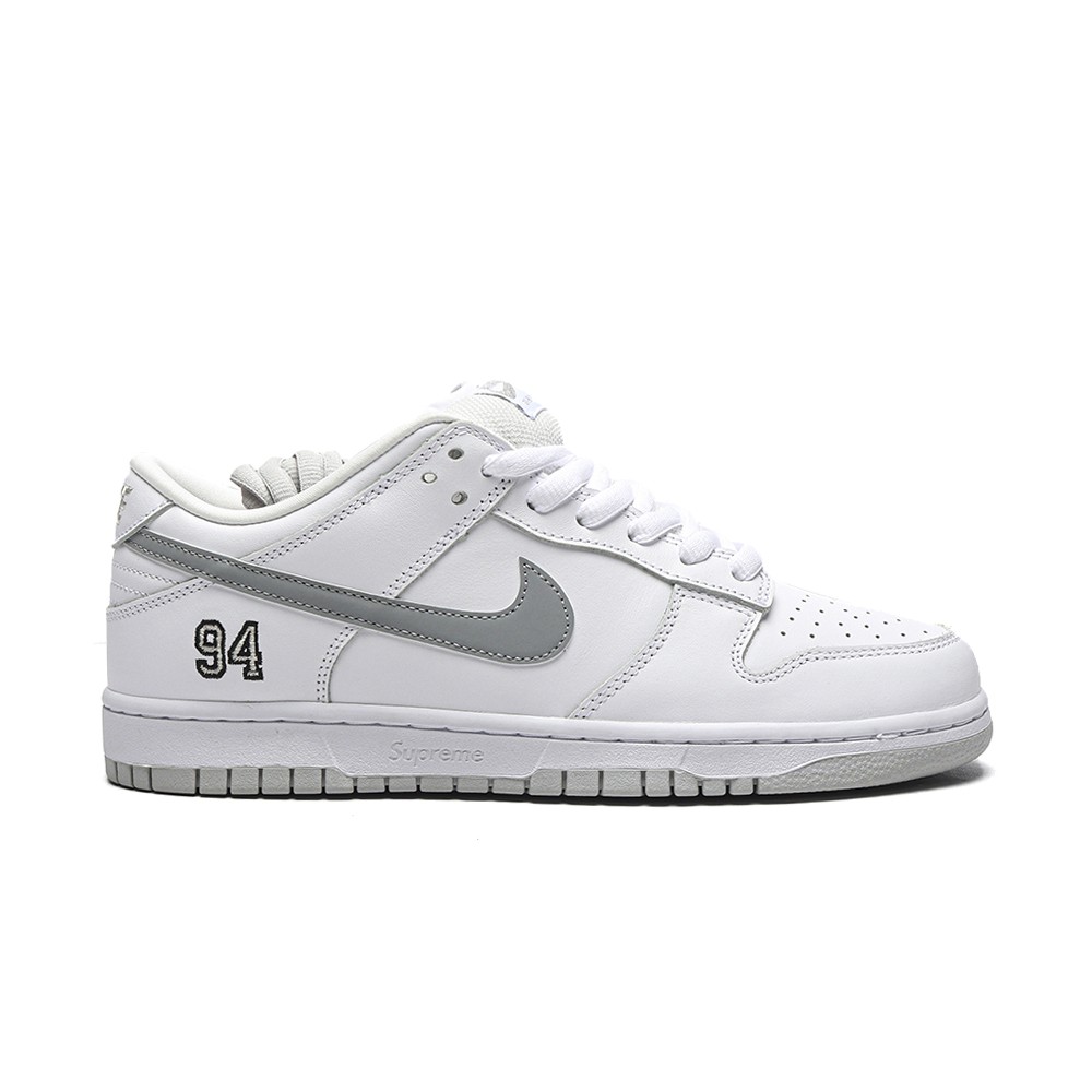 TBkicks Nike SB Dunk Low Supreme 94 White Metallic Silver