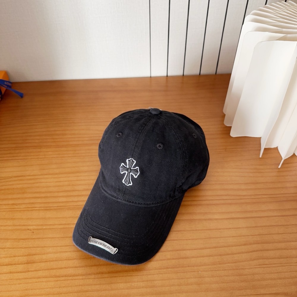 TBkicks Chr0me Hearts Black Cross Embroidered Vintage Baseball Cap