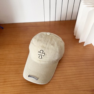 TBkicks Chr0me Hearts Beige Vintage Cross Embroidered Baseball Cap