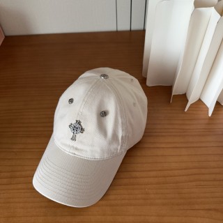 TBkicks Chr0me Hearts Beige Studded Cross Metal Detail Baseball Cap
