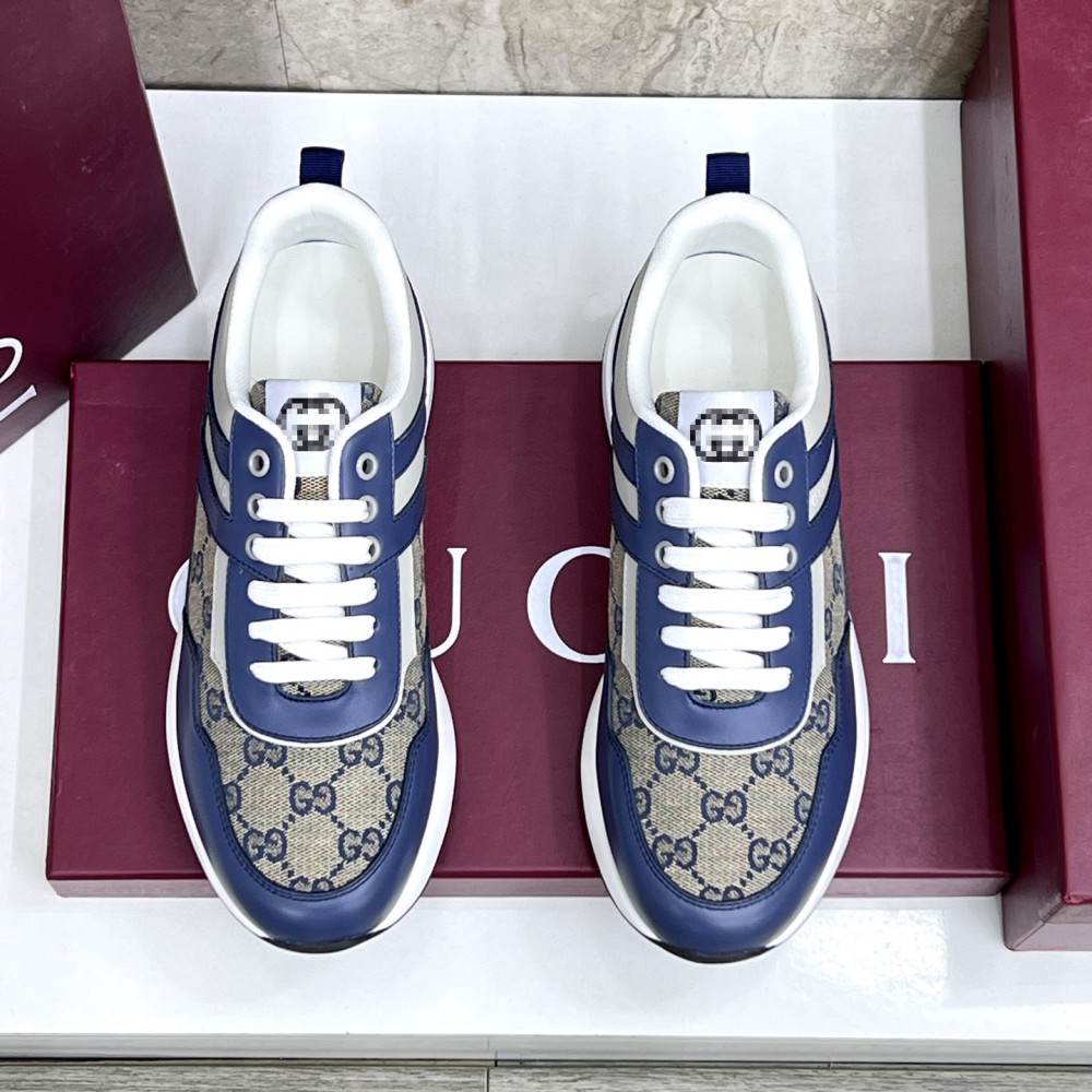 TBkicks GU*CC1 Beige & Blue GG Monogram Retro Sneaker
