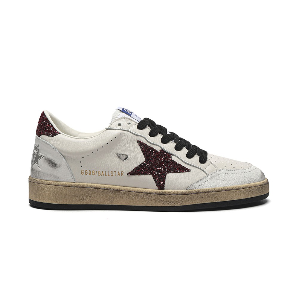 TBkicks Golden G00se Ball Star Red Glitter Star White Sneakers