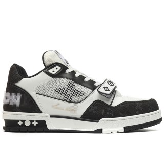 TBkicksLou1s Vu1tton Black White Monogram Strap Sneakers