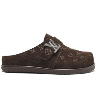 TBkicksLou1s Vu1tton Easy Mule Slide Brown Suede Monogram