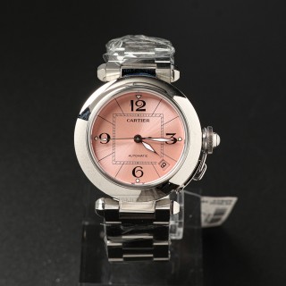 TBkicks Cart1er Steel Pasha Automatic Pink Sunray Dial